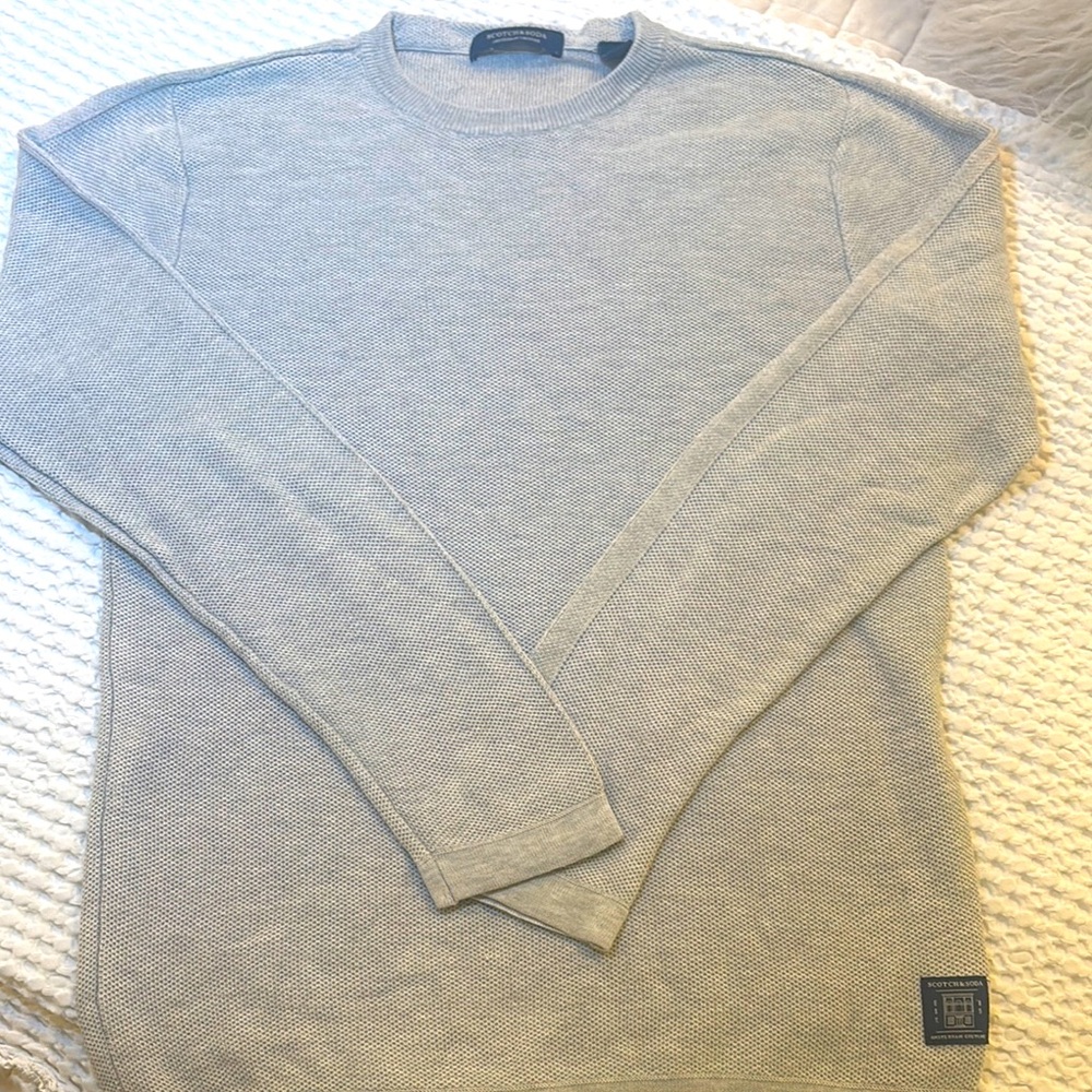 Men's Scotch & Soda 100% Cotton Lightweight Gray Sweater